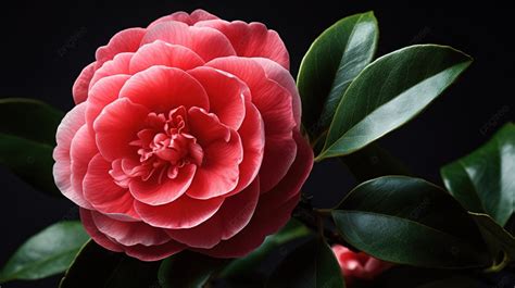 Latar Belakangbunga Camelia Mekar Dengan Daun Dengan Latar Belakang