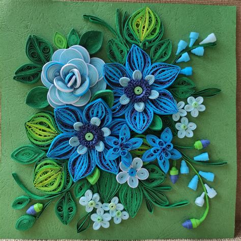 Wall Hangingpaper Quilling Wall Art3d Quilled Wall Décorblue Flowers