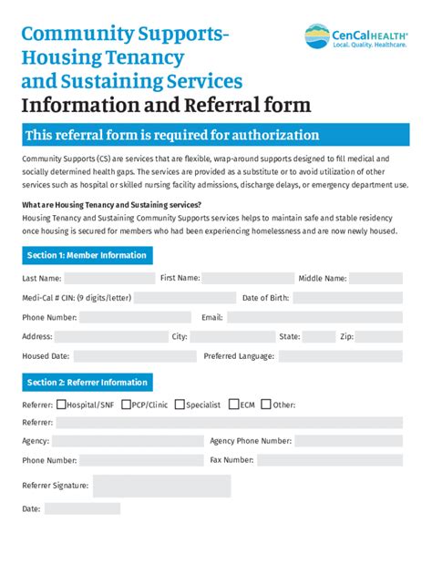 Fillable Online Housing Tenancy And Sustaining Services Information And