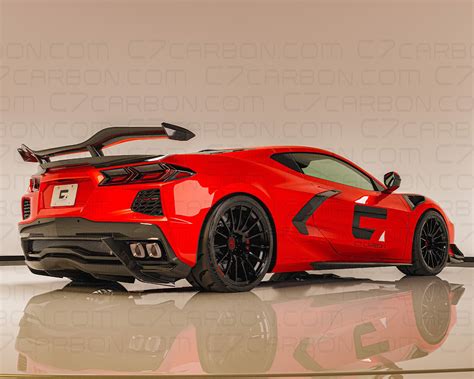 C8 Stingray Z06 Style Chassis Mounted Rear Wing With Duckbill C7 Carbon