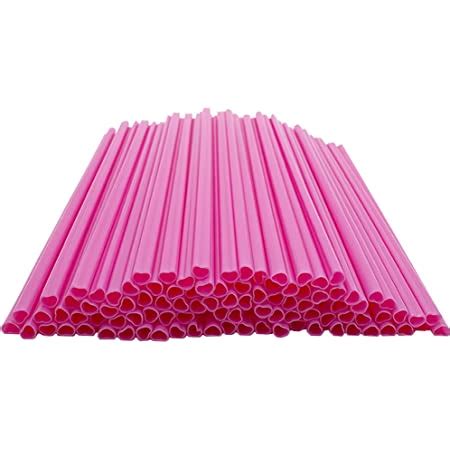 Amazon The Best Moon Pcs Heart Shaped Pink Straws Disposable