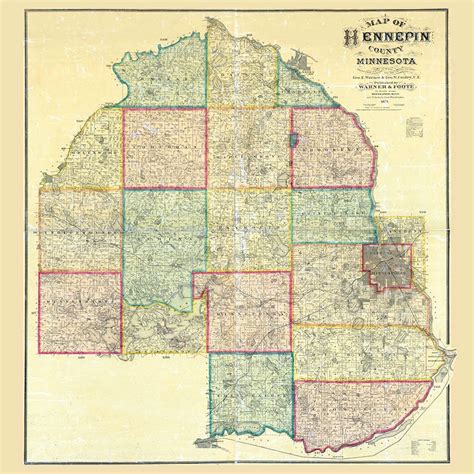 1879 Mapa Del Condado De Hennepin Minnesota Etsy España