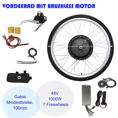 28 ZOLL 1000W 48V Elektrofahrrad Vorderrad Umbausatz E Bike Conversion