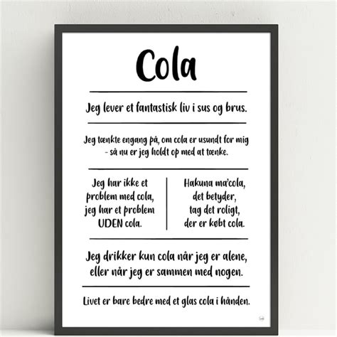 Smilia plakat Cola A4 Gaver og brugskunst Køb en personlig gave online