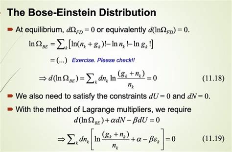 Solved The Bose Einstein Distribution At Equilibrium Chegg