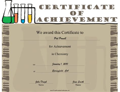 Chemistry Printable Certificate