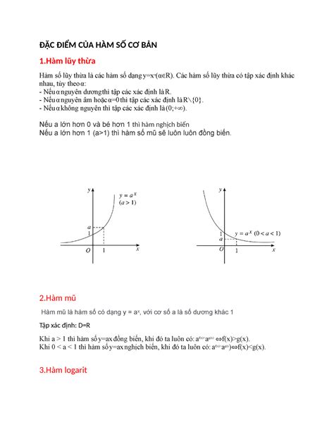 Nhóm25tcc - ĐẶC ĐIỂM CỦA HÀM SỐ CƠ BẢN 1àm lũy thừa Hàm số lũy thừa là các hàm số dạng y=xα(α∈R ...