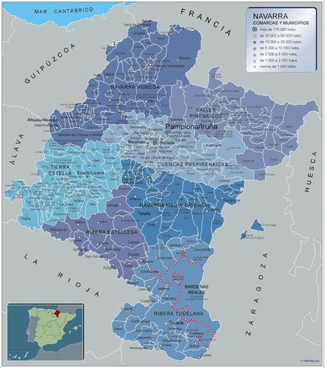 Gemeenten Navarra Kaart Van Spanje Kaarten Voor Nederland Netmaps NL