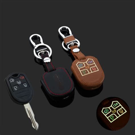 Luminous Leather Car Key Fob Case Cover For Ford Focus Fusion Edge