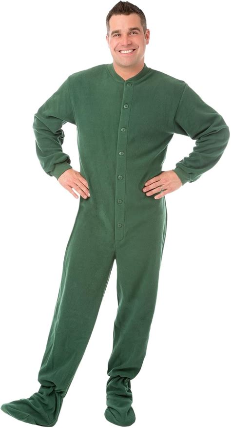 Big Feet Pjs Green Micro Polar Fleece Adult Footed Pajamas Onesie With