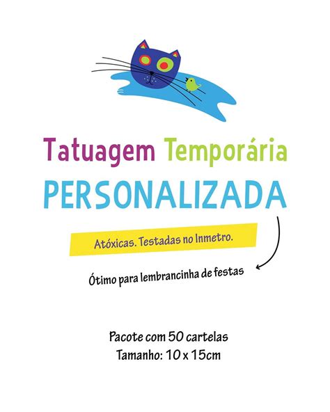 Cartelas De Tatuagem Tempor Ria Personalizada X Cm