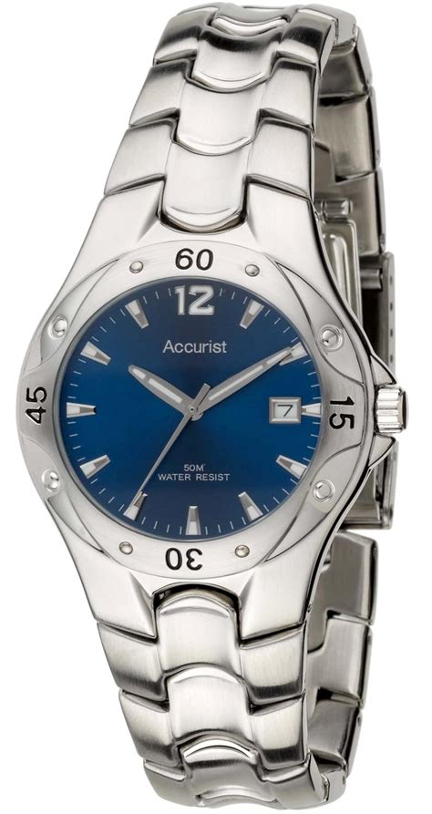 Accurist Mens Japanese Quartz Watch With Blue Dial Analogue Display And Silver Stainless Steel