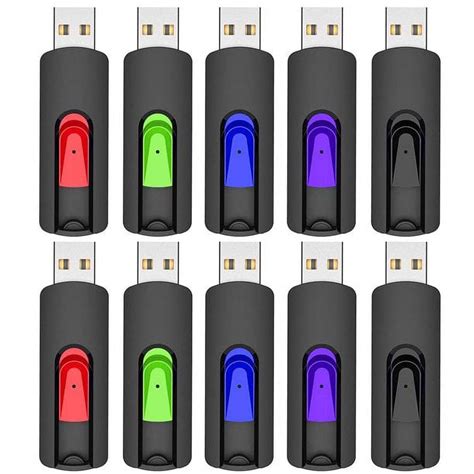 KOOTION 10 Pack 2GB USB Flash Drive Retractable Thumb Drives Multicolor