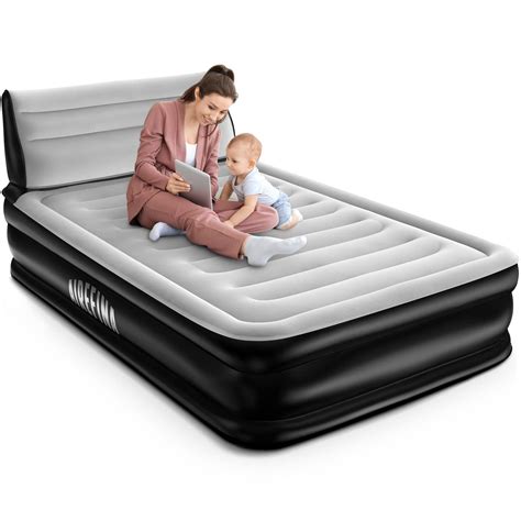 Airefina Air Mattress With Headboard Full Size Inflatable Bed With