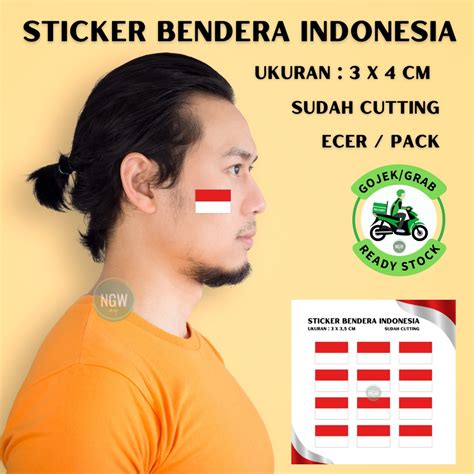 Jual Sticker Bendera Indonesia Merah Putih 3x4 Cm Ecer Grosir Ready