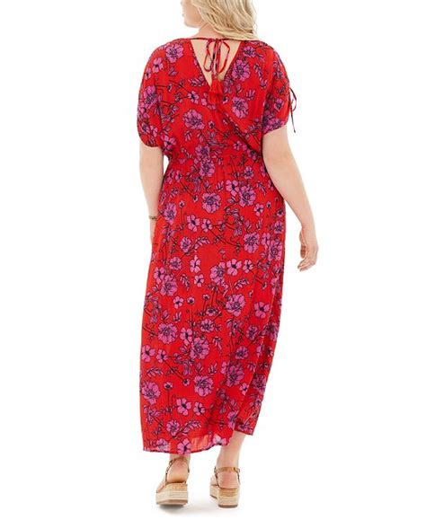 Band Of Gypsies Trendy Plus Size Floral Print Tie Sleeve Maxi Dress