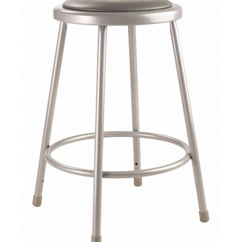 Nps Series Vinyl Padded Steel Metal Heavy Duty Stool In Gray