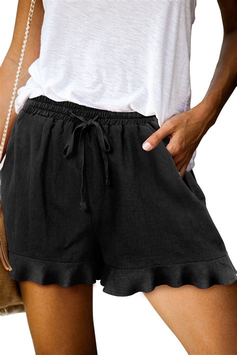 ONLYSHE Women Cotton Elastic Waist Loose Lounge Shorts With Pockets