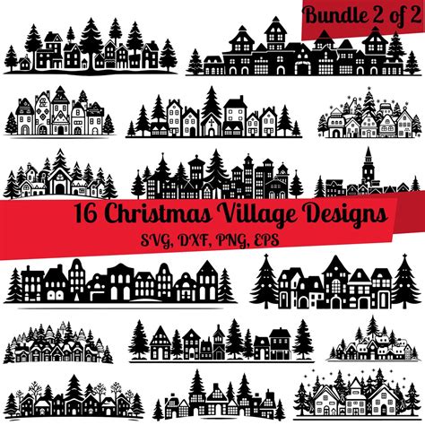 Christmas Village Svg Bundle Christmas Houses Svg Winter Village