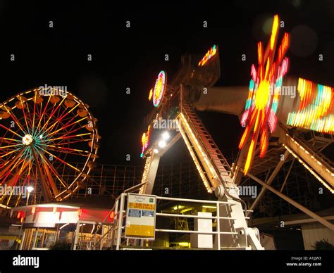 amusement park  night stock photo alamy