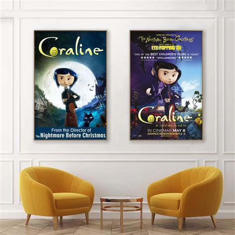 Classic Cartoon Anime Movie Coraline Horror Witch Cat Girl Art Poster