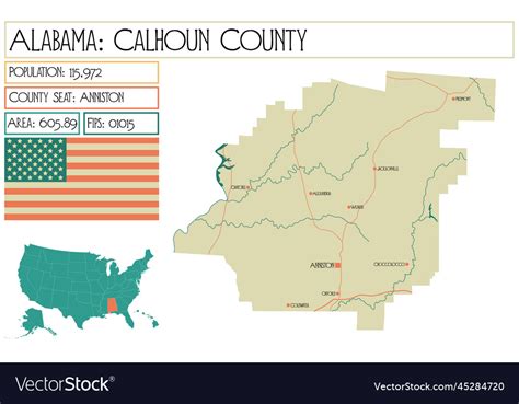 Map Of Calhoun County In Alabama Usa Royalty Free Vector