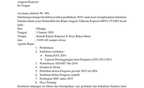 Contoh Sambutan Rat Koperasi 2021 Filtrujillo Otosection