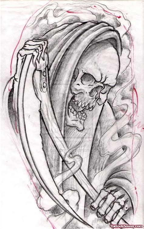 Attractive Outline Grim Reaper Tattoo Design Reaper Tattoo Grim