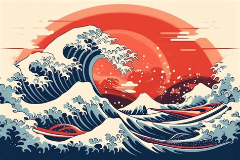 Vector Una Antigua Ilustraci N De Las Grandes Ondas Japonesas