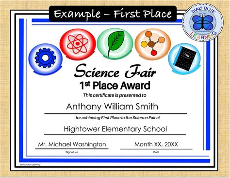 Science Fair Certificates, PDF Science Fair Certificates, Editable Science Fair Certificates ...