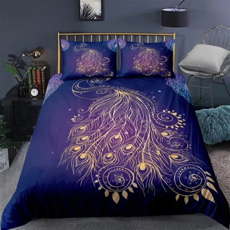 Peacock Purple Doona Duvet Quilt Cover Set Single Double Queen King