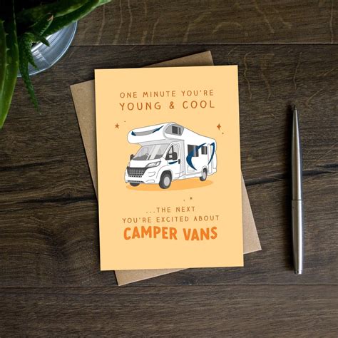 Funny Camper Van Birthday Card For Him For Her Brother Sister