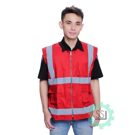 Promo Rompi Kerja Bahan Drill Rompi Proyek Safety Warna Merah