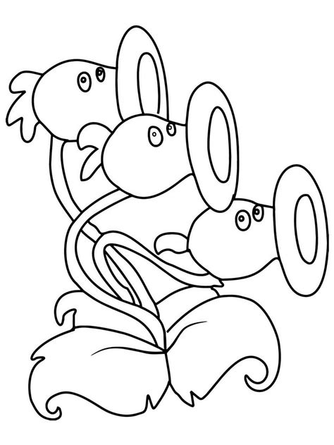 Threepeater From Plants Vs Zombies Coloring Page