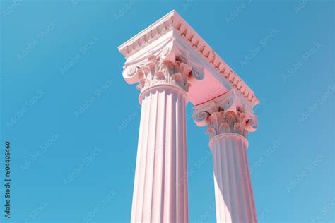 the majestic beauty of a Greek Doric column, highlighting its fluted design and robust ...