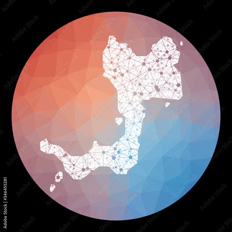 Vector network Canouan map. Map of the island with low poly background ...