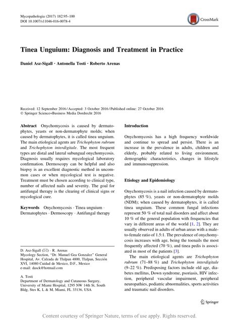 Tinea Unguium: Diagnosis and Treatment in Practice | Request PDF