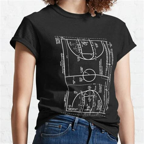 College Basketball Court Dimensions Patent Drawing Classic T Shirt Retro Vintage Style Sport