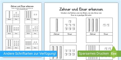 Zehner Und Einer Erkennen Arbeitsblatt Zum Thema Stellenwert