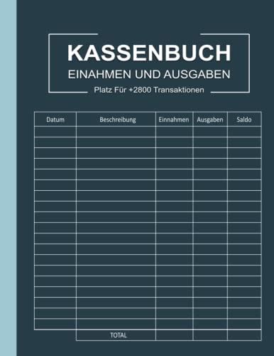 Kassenbuch Einnahmen und Ausgaben buch Perfekt für Vereine