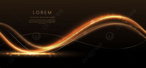 Abstract Elegant Gold Glowing Wave Line With Lighting Effect Sparkle On