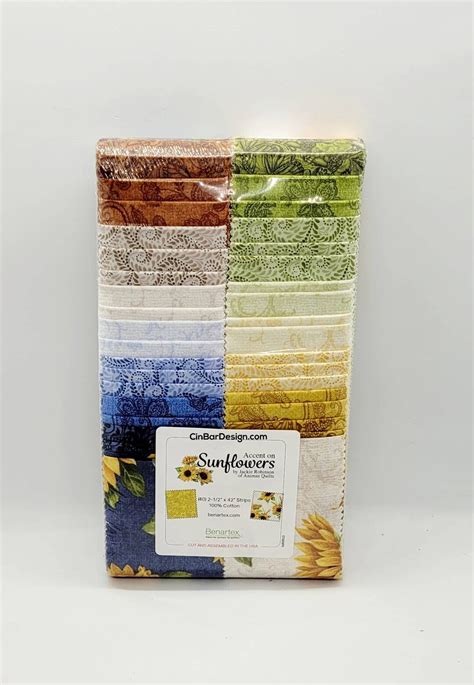 Fall Jelly Roll Fabric Accent On Sunflowers Contempo Studio Benartex