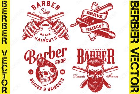 Vektorová grafika Vintage barber elements set Vector monochrome