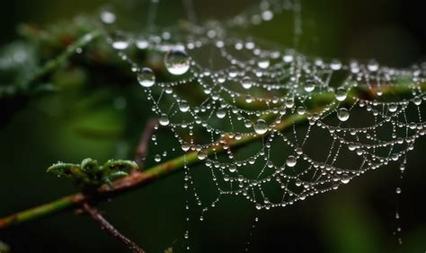 Uma teia de aranha gotas de água Foto Premium