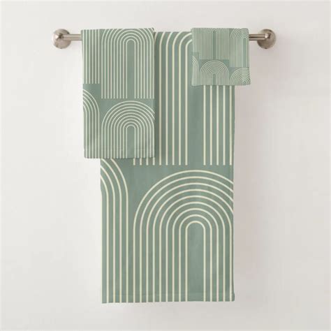 Contemporary Arch Line Art In Sage Green Bath Towel Set Zazzle