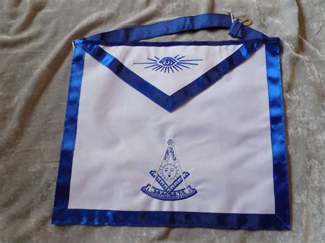 Masonic Past Master Apron White Color Logo Freemason Blue Lodge