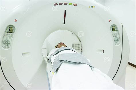 Patients Screening On Ct Scanner Man Undergoing Ct Scan While Doctor`s