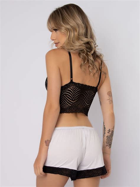 Baby Doll Feminino Em Microfibra Rendado Lingerie Feminina Sexy Loja Sigh