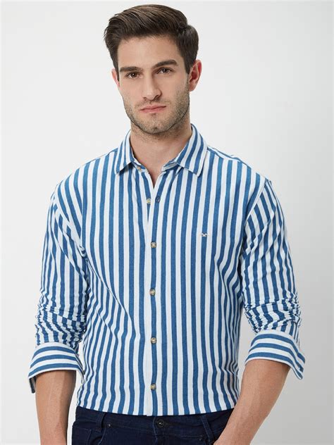 Buy Mufti Striped Slim Fit Pure Cotton Casual Shirt Shirts For Men