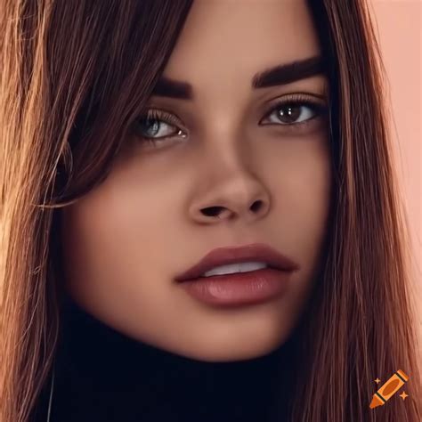 Portrait Of A Beautiful Woman With Dark Hair And Brown Eyes On Craiyon